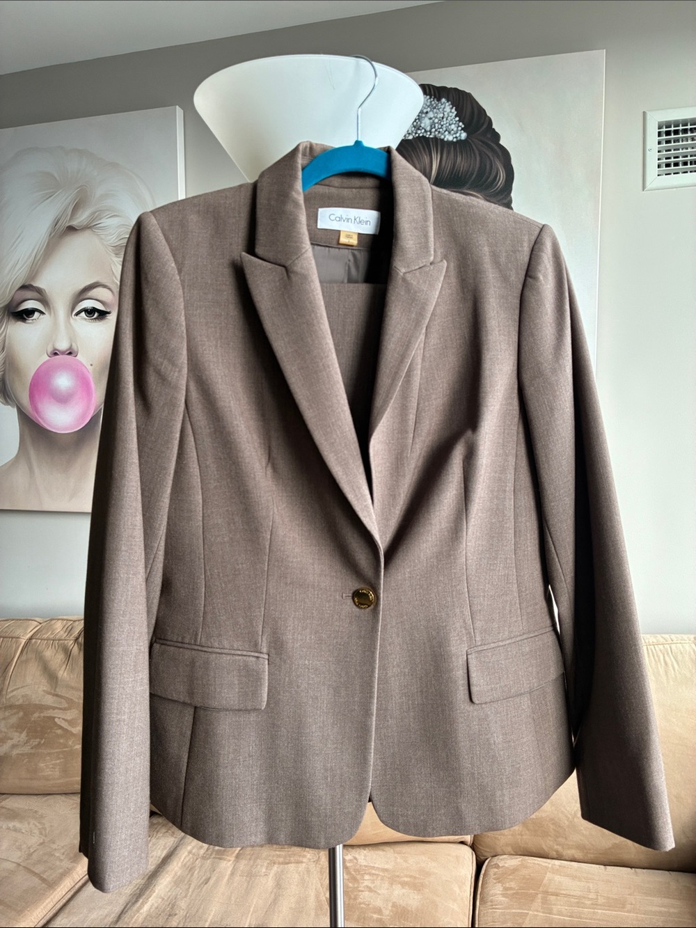 Calvin Klein Women's Brown Single-Button Blazer